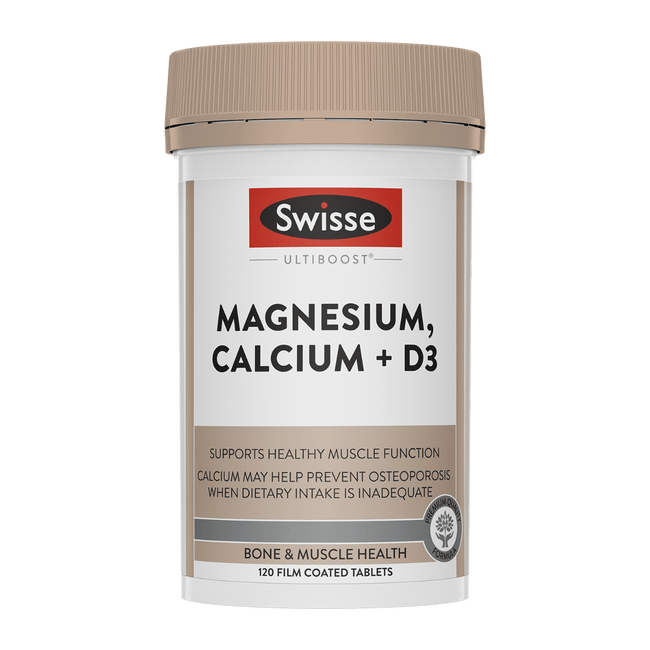 Swisse Ultiboost Magnesium, Calcium + D3 120 Tablets