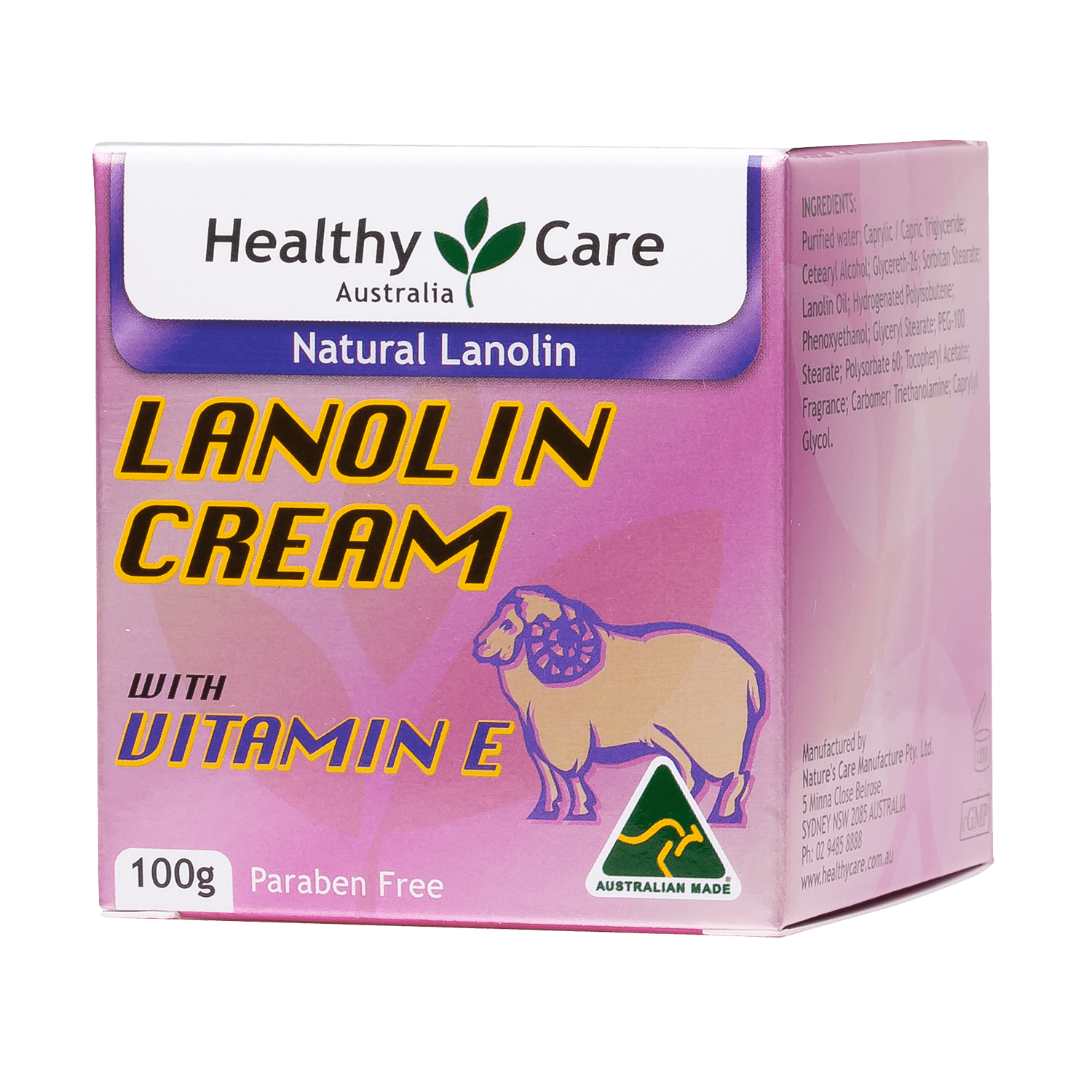 Healthy Care Lanolin Cream with Vitamin E 100g