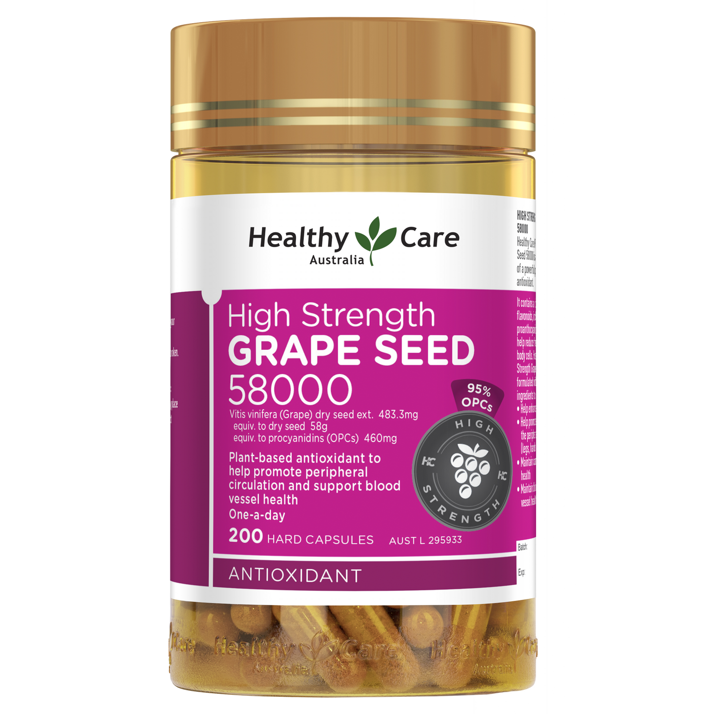 Healthy Care High Strength Grape Seed 58000 200 Capsules