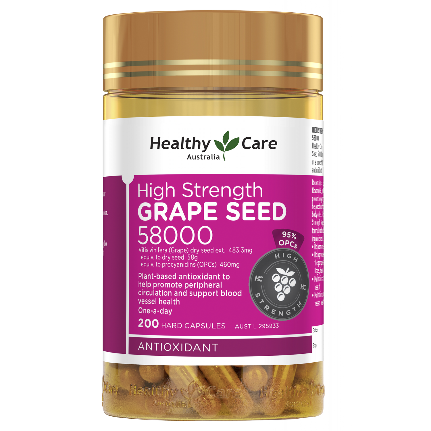 Healthy Care High Strength Grape Seed 58000 200 Capsules