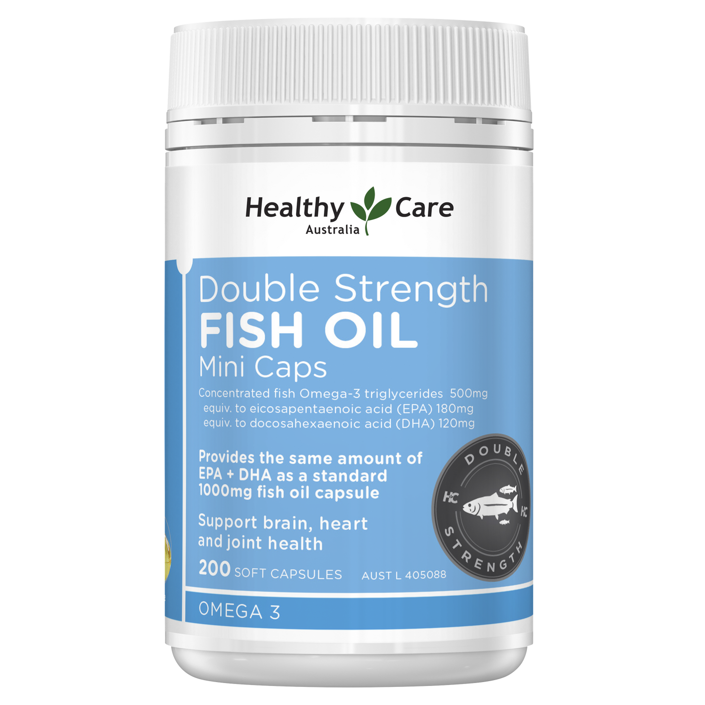 Healthy Care Double Strength Fish Oil Mini 200 Capsules