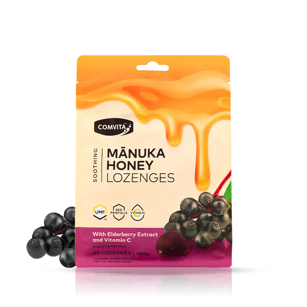 Comvita Manuka Honey Lozenges Elderberry with Vitamin C 40 Pack