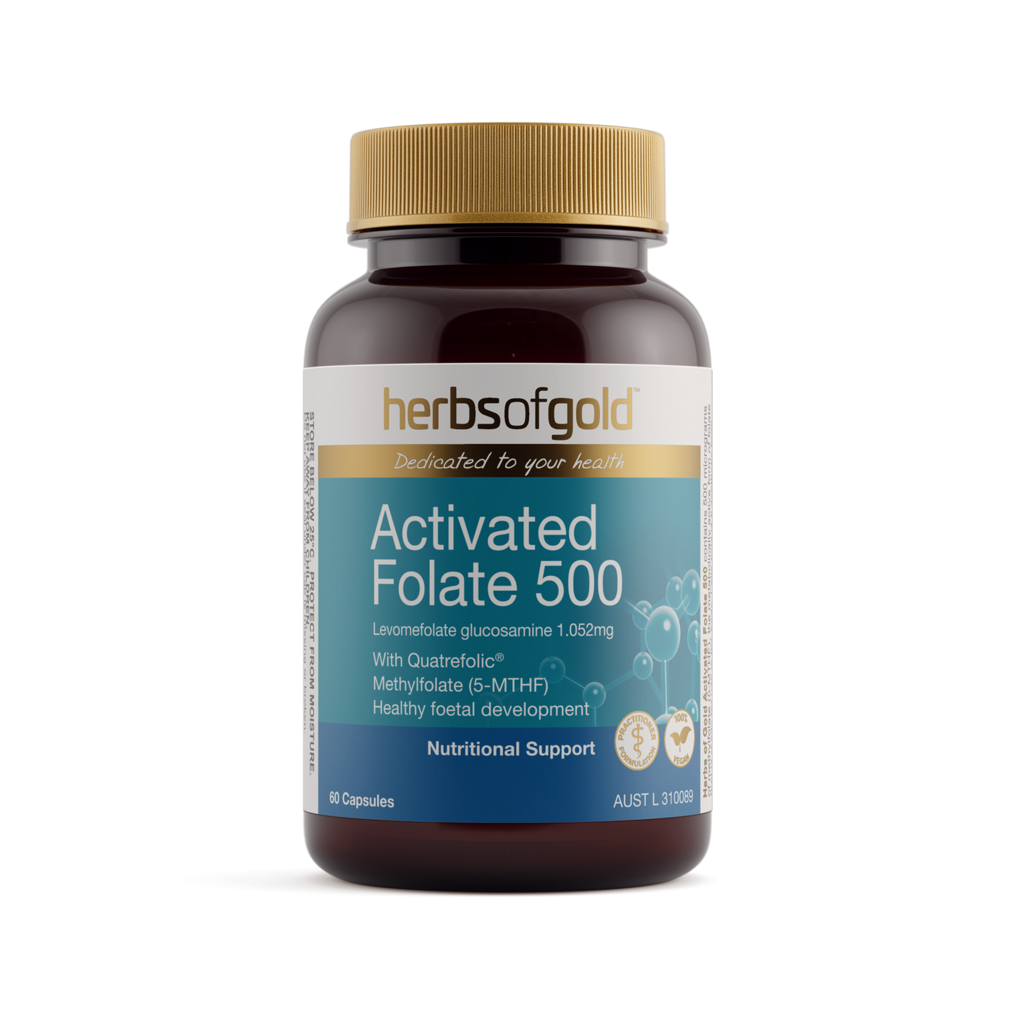 Herbs of Gold Activated Folate 500 60 Capsules